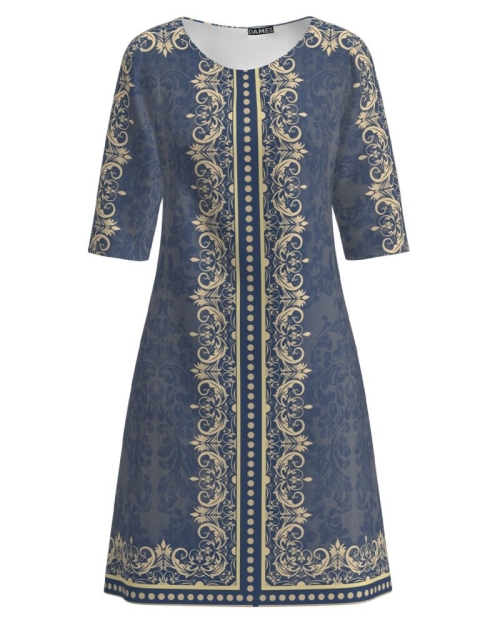 Rochie casual in nuante de albastru gri imprimata floral CMD1963