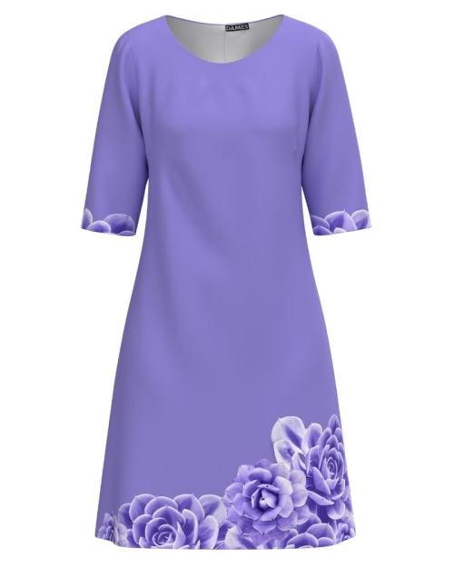 Rochie casual lila imprimata cu model floral CMD1748 - Img 1