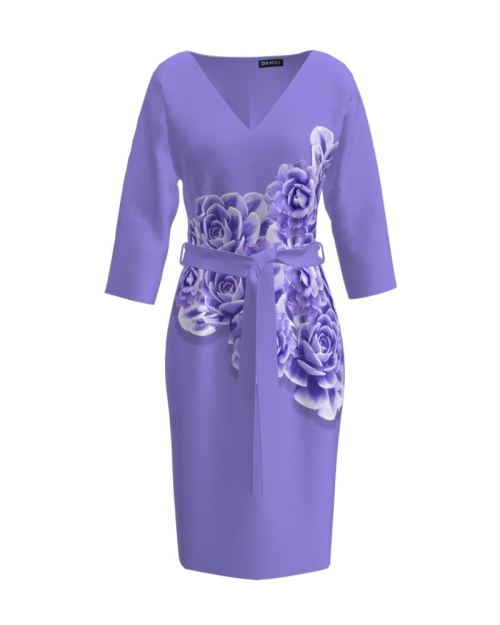 Rochie casual lila imprimata cu model floral CMD2013 - Img 1
