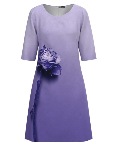 Rochie casual lila imprimata Trandafir CMD1758