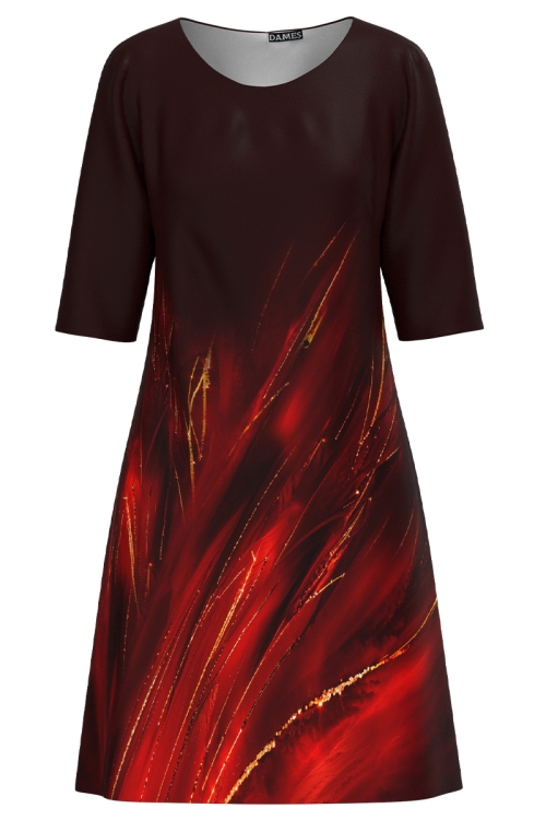 Rochie casual maro imprimata cu model abstract
