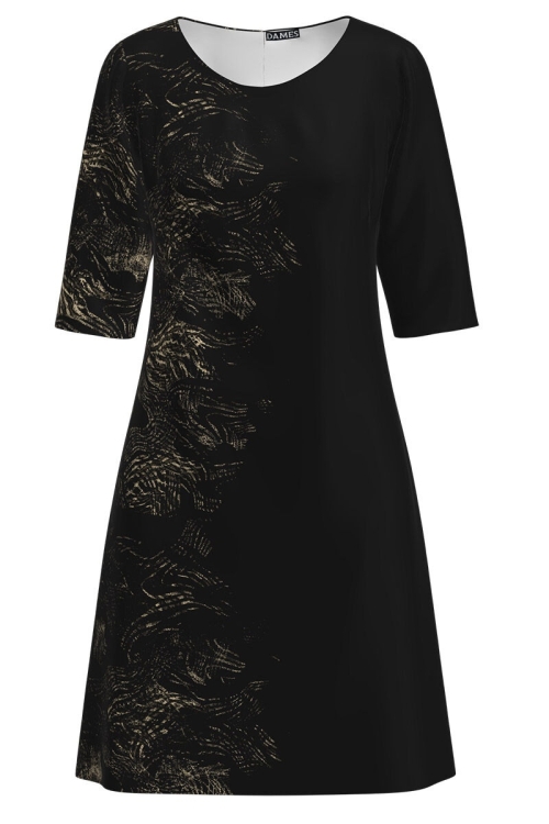 Rochie casual neagra cu imprimeu abstract CMD2267 - Img 2