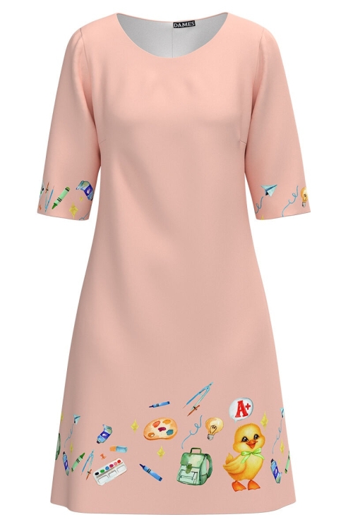 Rochie casual roz imprimata Back to school CMD3130 - Img 2