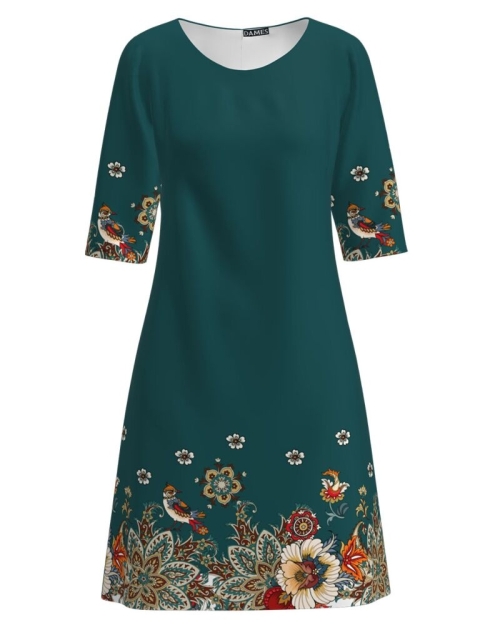 Rochie casual verde imprimata cu model floral CMD1576 - Img 1