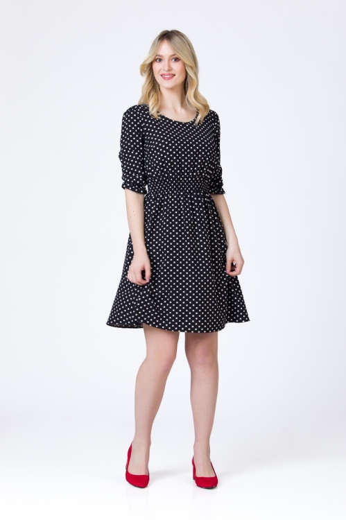 Rochie casul neagra cu buline albe - Img 1