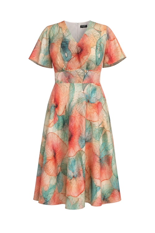 Rochie clos cu buzunare din crepe Petale de Mediterana