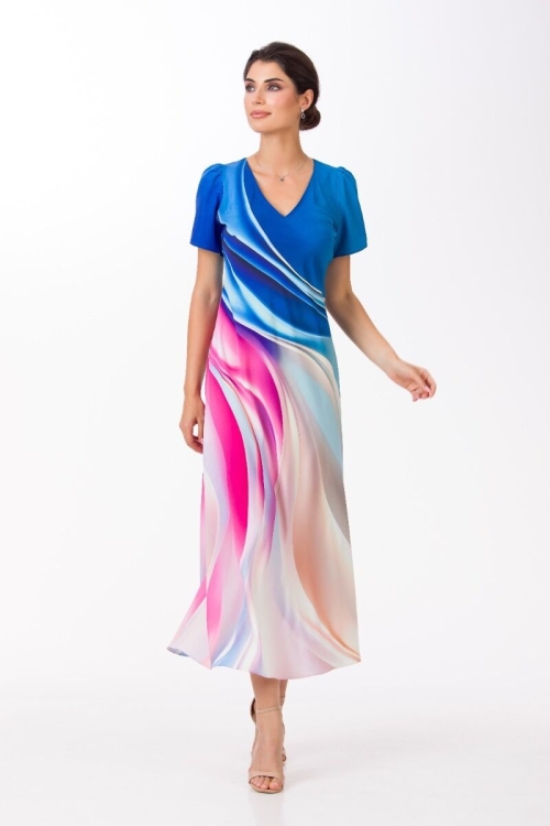 Rochie de vara lunga cu buzunare imprimata multicolor SS24 - Img 7