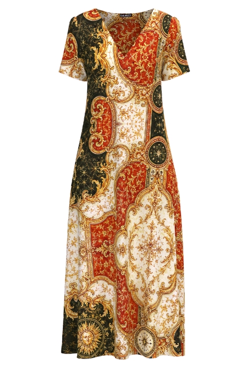 Rochie de vara lunga cu buzunare imprimata Regal