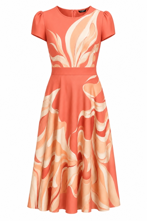 Rochie eleganta cu buzunare pastel Rasarit de Corai