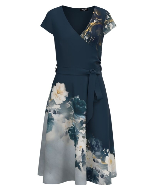 Rochie eleganta de vara cu maneca scurta imprimata cu model floral