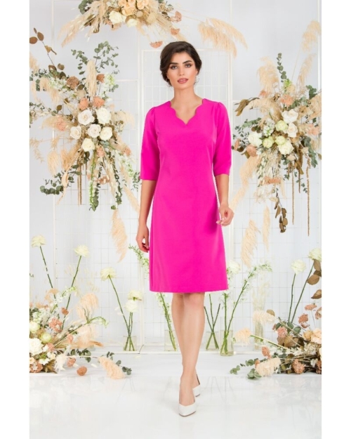 Rochie eleganta fuchsia cu maneca trei sferturi CMD835 - Img 5
