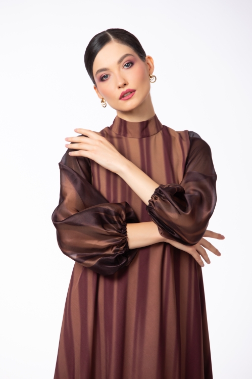 Rochie eleganta midi cu maneci din organza - Img 2
