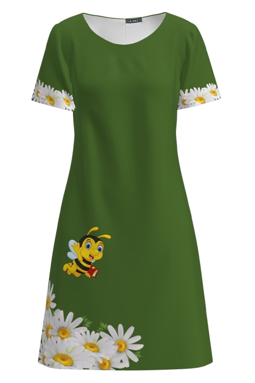 Rochie evazata verde imprimata digital Albinuta CMD1179 - Img 2