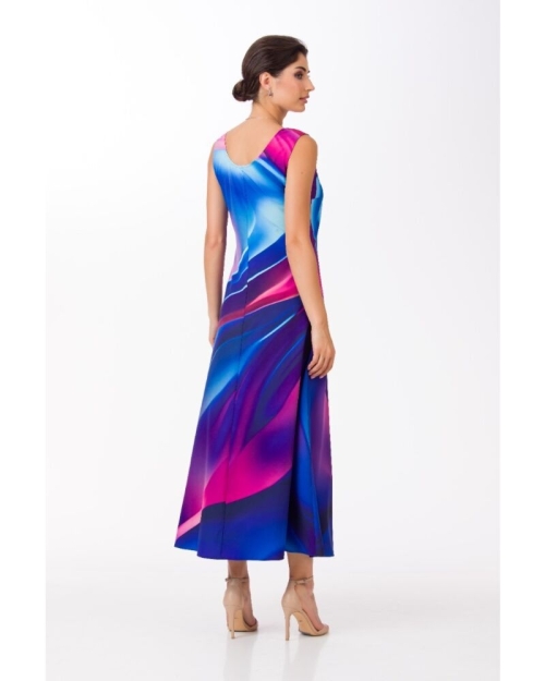Rochie lunga casual de vara cu buzunare imprimata multicolor SS24 - Img 5
