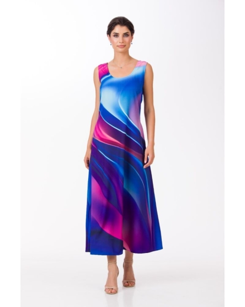Rochie lunga casual de vara cu buzunare imprimata multicolor SS24 - Img 1