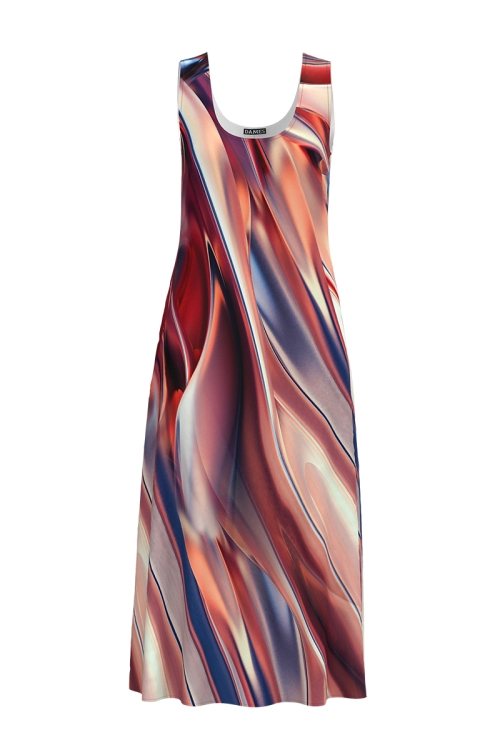 Rochie lunga casual de vara cu buzunare imprimata multicolor