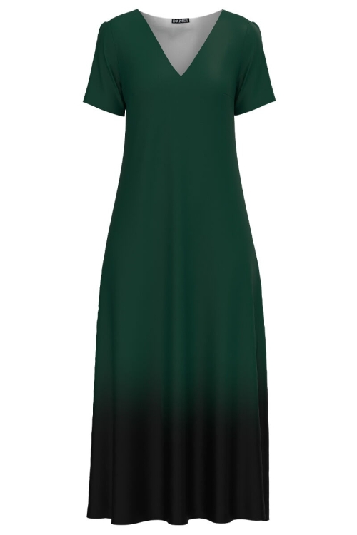Rochie lunga de vara cu buzunare verde in degrade - Img 2