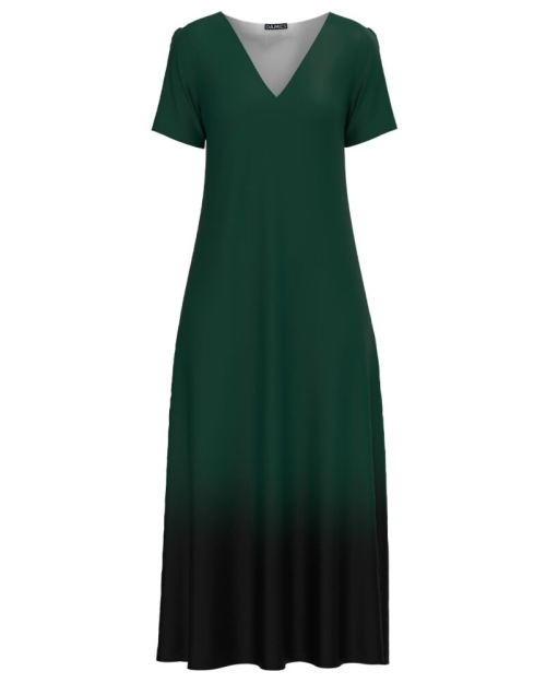 Rochie lunga de vara cu buzunare verde in degrade - Img 1