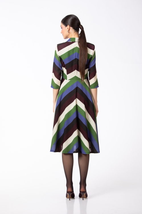 Rochie multicolora tip pardesiu cu buzunare - Img 5