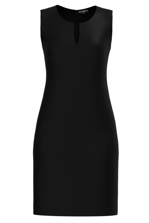 Rochie neagra casual cu decolteu lacrima