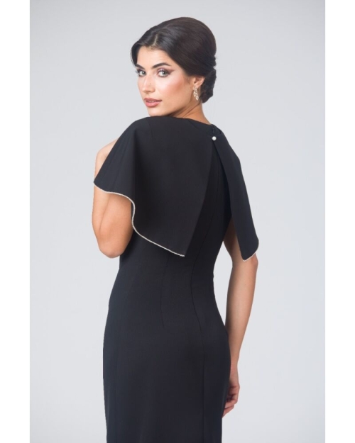 Rochie neagra lunga cu capa detasabila CMD4877 - Img 5