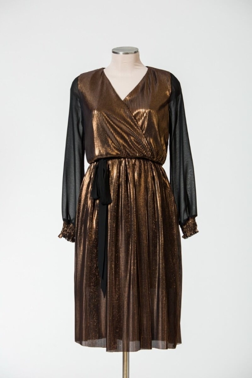 Rochie parte peste parte, bronz metalizat SR19 - Img 6