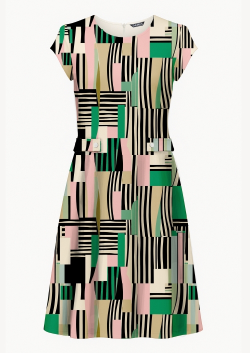 Rochie pastel lejera de vara din crepe cu cordon reglabil