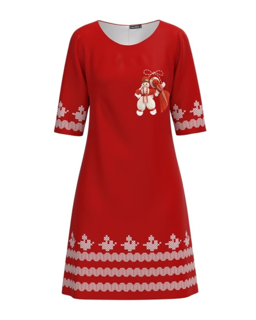 Rochie rosie imprimata digital Dragobete CMD552 - Img 1