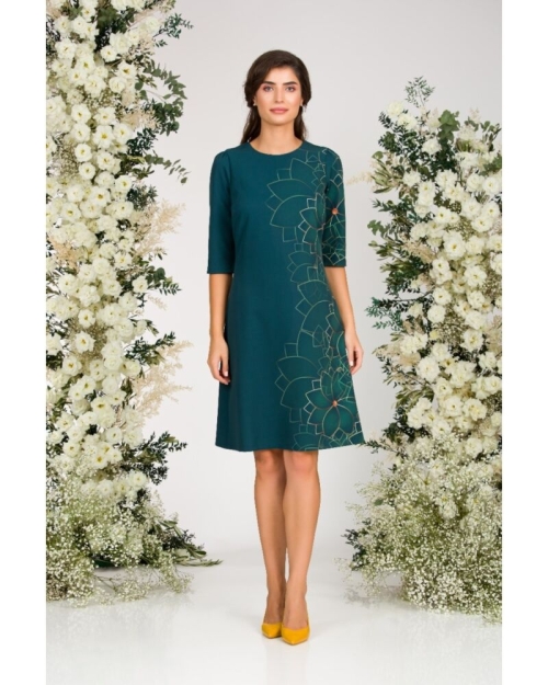 Rochie verde casual imprimata cu model floral CMD1420 - Img 2