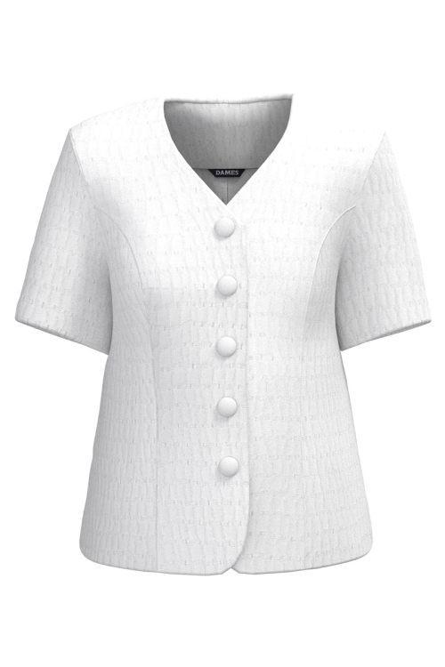 Sacou alb din jacquard gofrat
