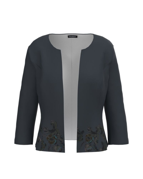 Sacou antracit cambrat imprimat floral CMD1138