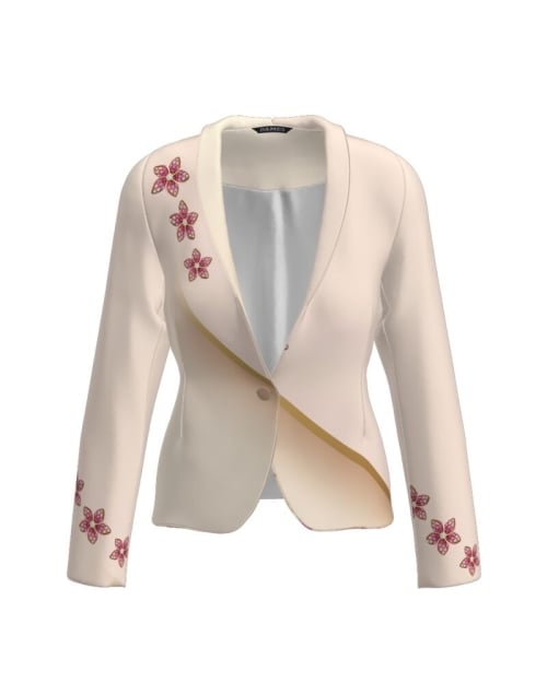 Sacou bej cambrat imprimat cu model floral CMD2694