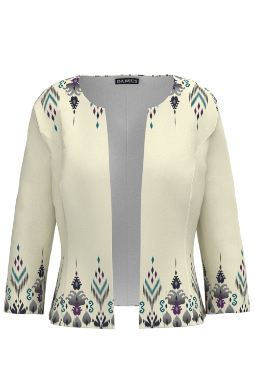Sacou bej cambrat imprimat traditional SS25