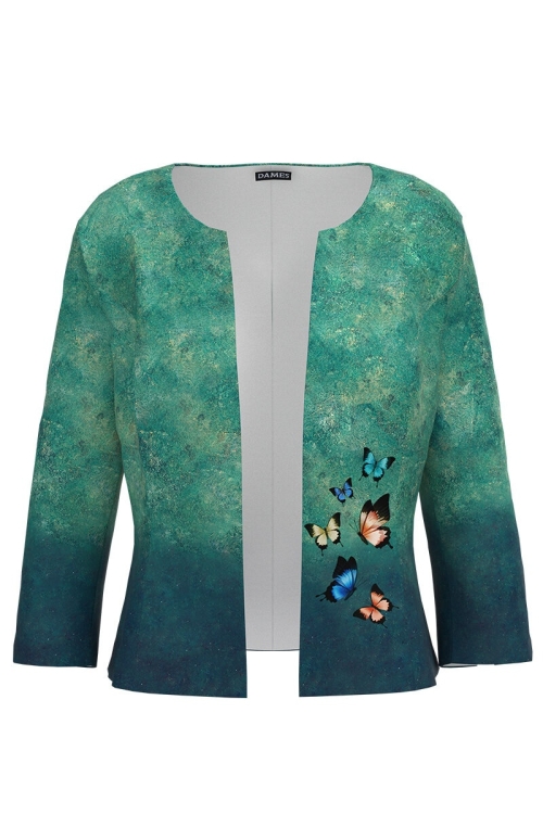 Sacou cambrat imprimat cu fluturi multicolori CMD685 - Img 2