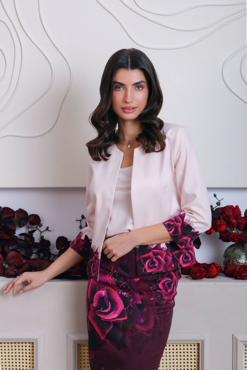 Sacou cambrat imprimat cu model trandafiri SS25 - Img 3