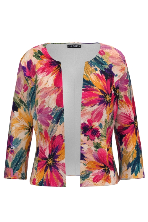 Sacou cambrat imprimat floral multicolor