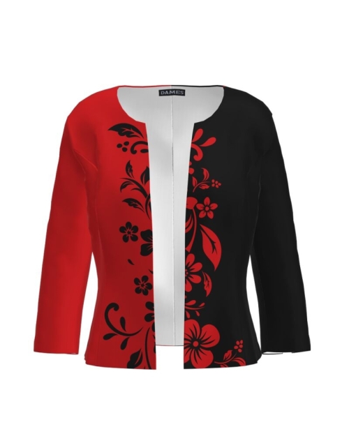 Sacou cambrat in doua culori cu imprimeu floral CMD2503