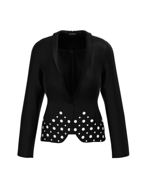 Sacou negru cambrat imprimat cu model Buline CMD3044
