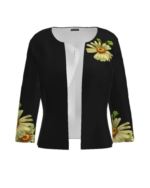 Sacou negru cambrat imprimat Margarete CMD4320