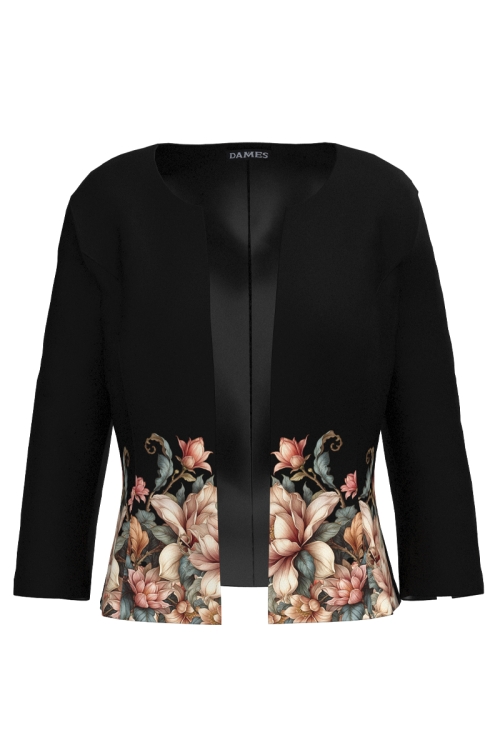 Sacou negru imprimat floral