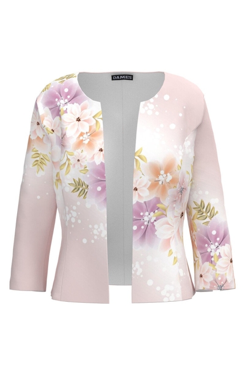 Sacou roz cambrat imprimat cu model Floral