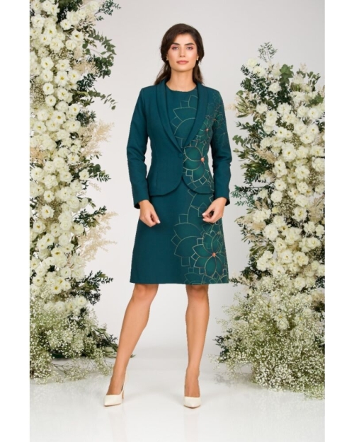 Sacou verde cambrat imprimat cu model floral CMD2528 - Img 4