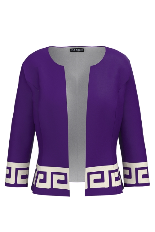 Sacou violet cambrat imprimat cu model Aztec