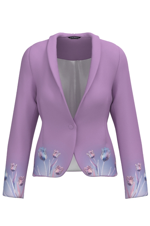 Sacou violet cambrat imprimat lalele de cristal SS25