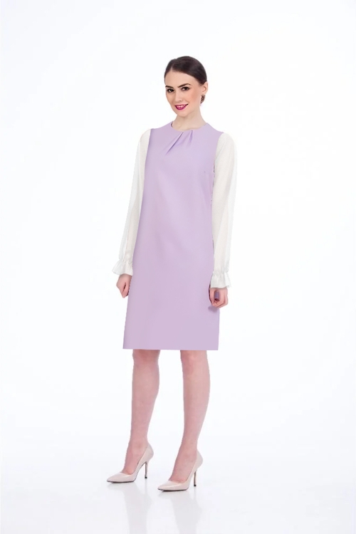 Set dama sarafan lila si bluza alba din voal