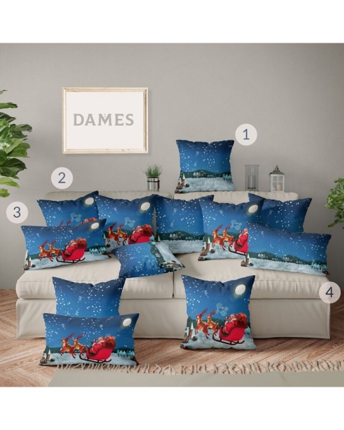 Set fete de perna decorative imprimate Mos Craciun din catifea CMD1675 - Img 1