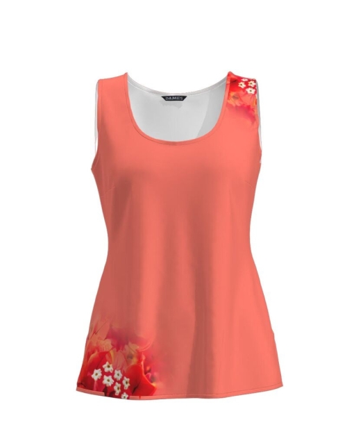 Top casual corai imprimat cu model Flori de hartie CMD781