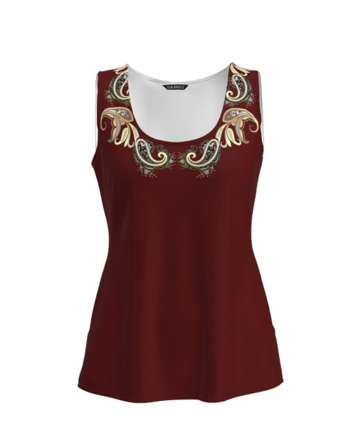 Top casual grena imprimat cu model Floral CMD3219