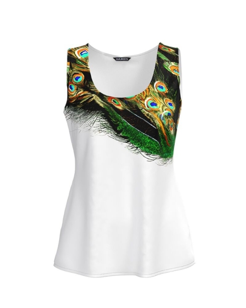 Top casual imprimat cu model Paun CMD4457 - Img 1