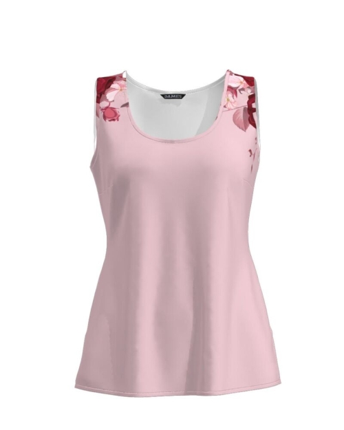Top casual roz imprimat cu model floral CMD771